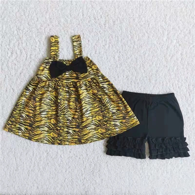 

girl clothes set sleeveless zebra tunic and black shorts kids outfit kids two piece outfit girl summer clothing set