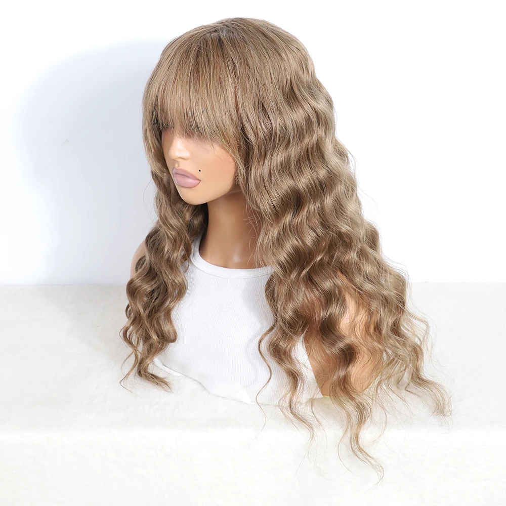 22-дюймовый Полный Машинный Парик Remy Человеческие Волосы Длинные Волнистые