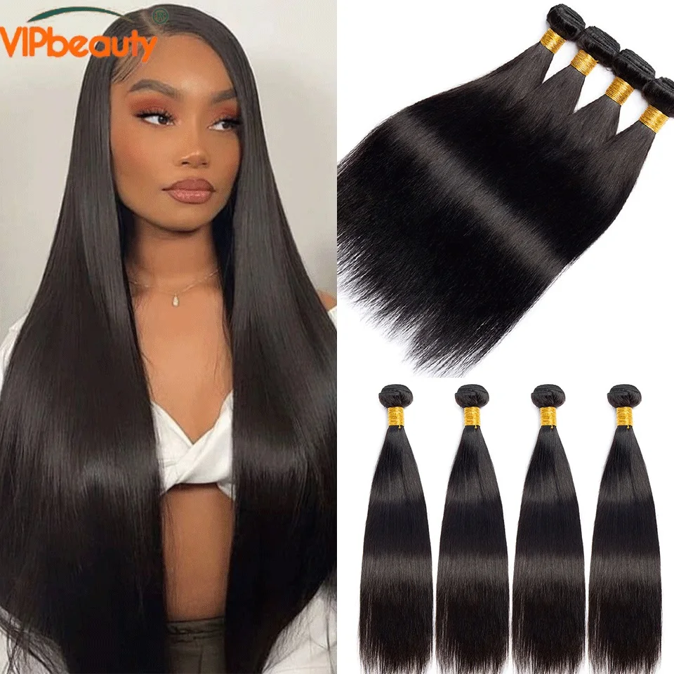 

Straight Human Hair Bundles 100% Peruvian Human Hair Bundles 8-30In Natural Black Double Weft For Women Raw Remy Hair Extensions