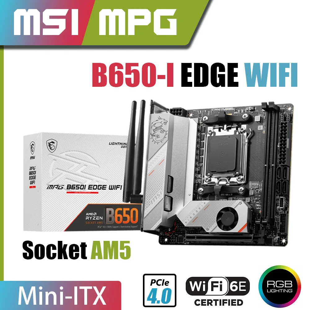 

MSI MPG B650-I EDGE WIFI DDR5 AM5 Motherboard B650 Mainboard 64G 6000(OC) Support Ryzen 7000 Series R3 R5 R7 R9 Kit Mini-ITX