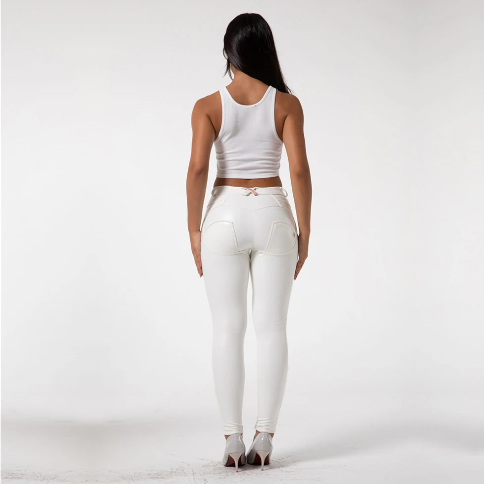 Shascullfites Scrunch Butt Lift Pants White Leather Trousers Womens  Female Leather Pants Skinny Compression Jogger Pants Female