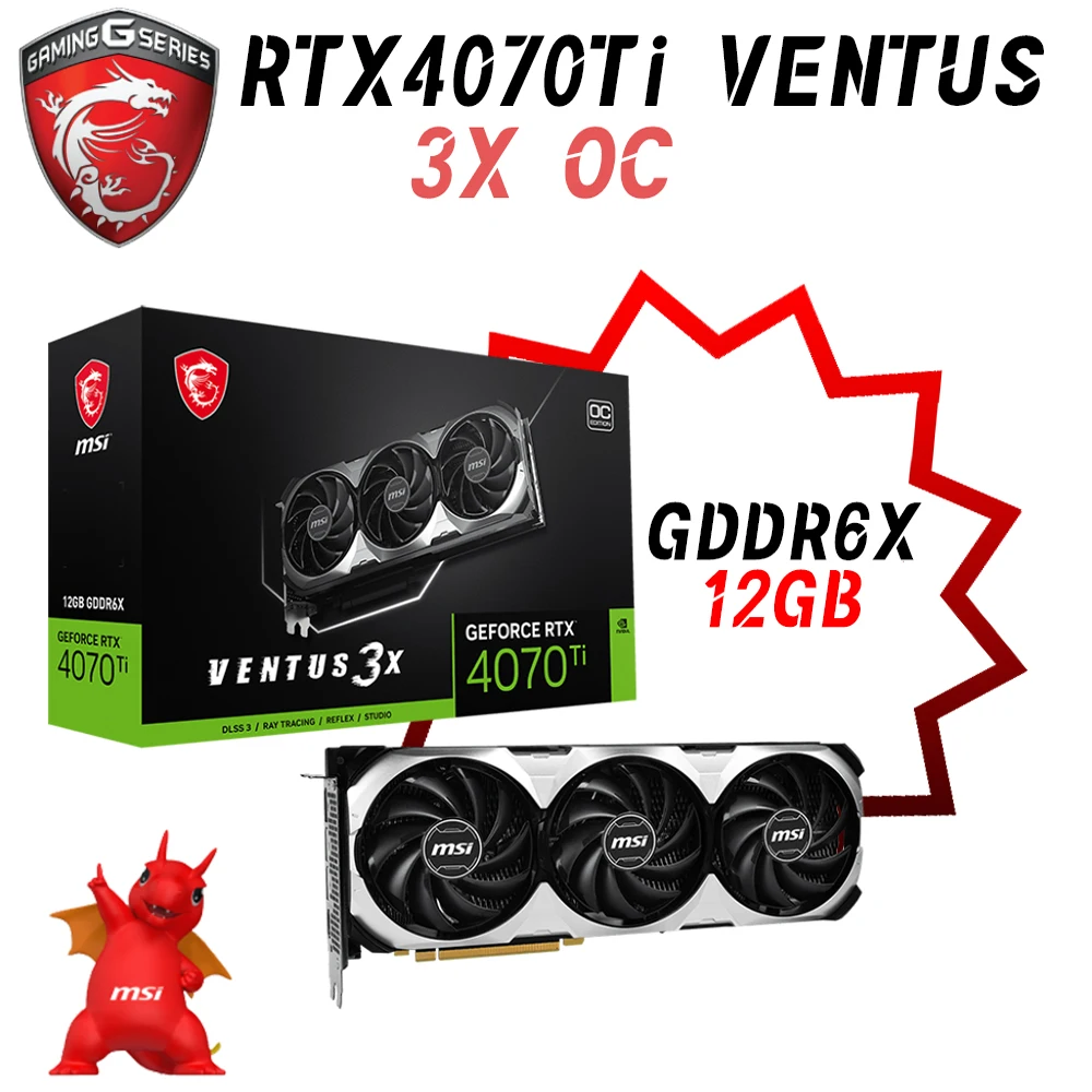 

Видеокарта MSI RTX 4070 TI VENTUS 3X 12G OC GDDR6X 12 Гб видеокарты GPU 2640 бит NVIDIA RTX4070Ti PCIE4.0 Core Clock МГц Новинка CUDA Core 7680 соответствует материнской плате ЦП Intel AMD для игр на ПК