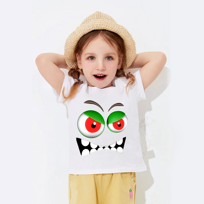 

Футболки с коротким рукавом и изображением лица монстра красного цвета для маленьких мальчиков и девочек на Хэллоуин