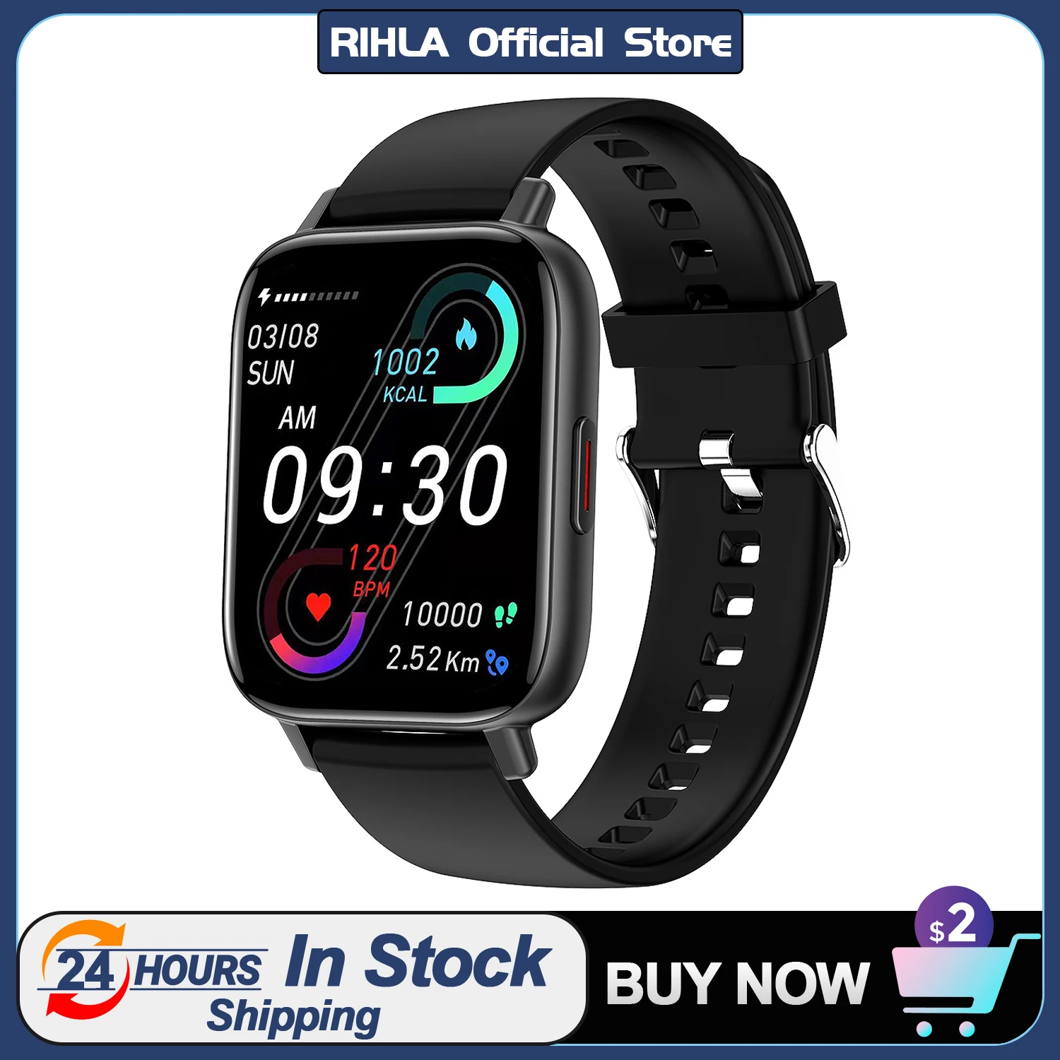 

RIHLA Women Smart Watch Men 1.69" Color Screen Full Touch Metal Watch Case Fitness Tracker Call Smart Clock Ladies Smartwatch