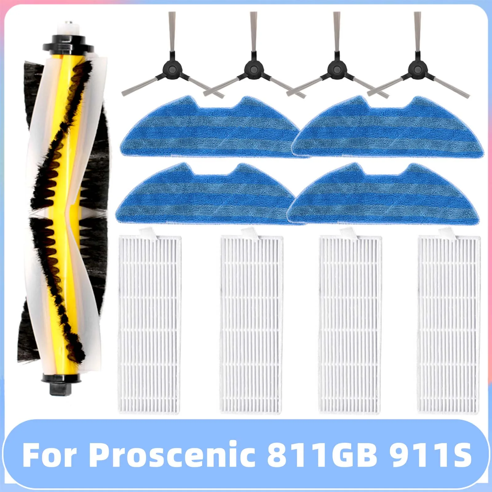 

Spare Part For Proscenic 811GB 911S Roller Main Side Brush Hepa Filter Mop Cloths Rag Replacement Accessory Kit Attachment