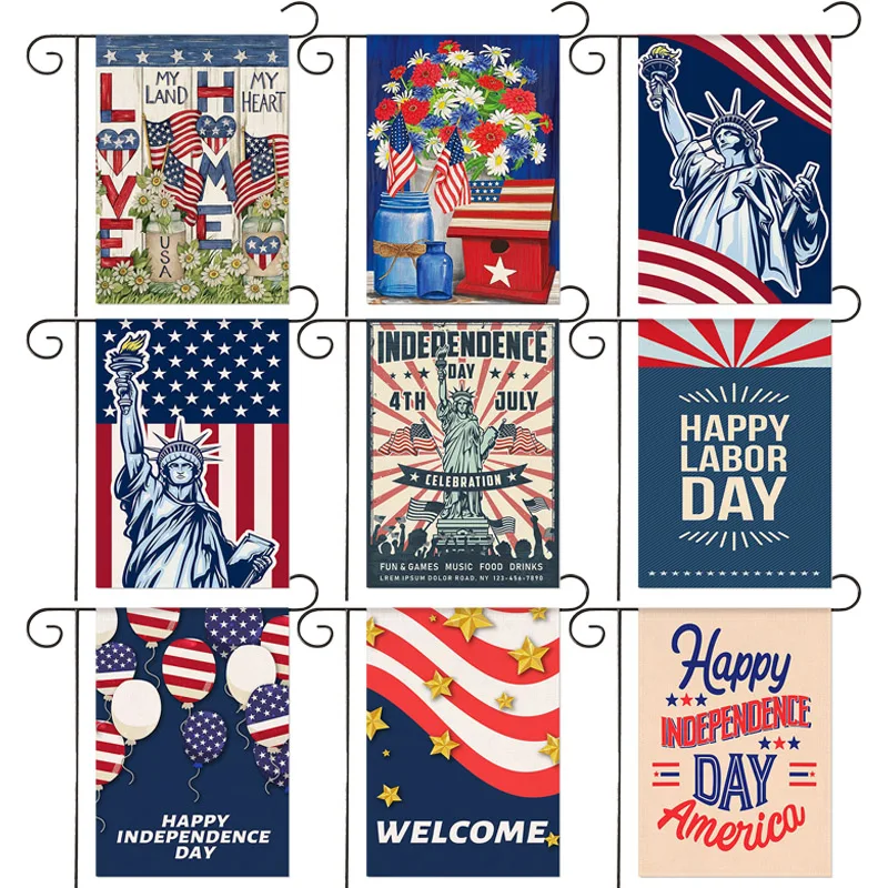 

Happy Independence Day 4th Of July Statue Of Liberty Fly Eagle Garden Flag Double Sided For Holiday Outdoor Yard Decorative Flag