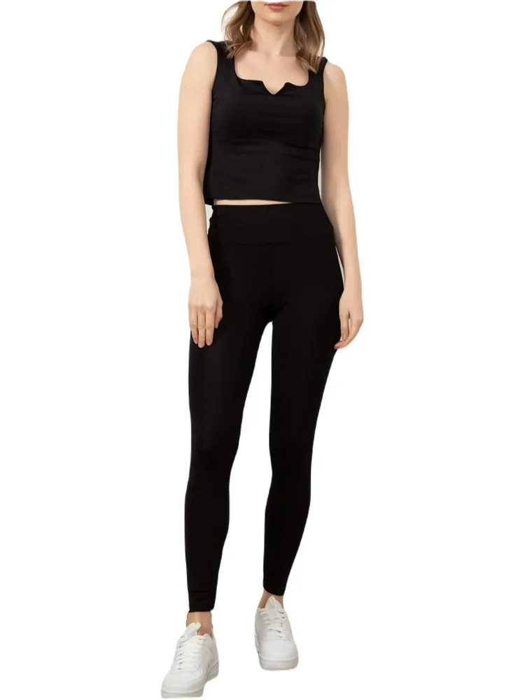 

Women's New Season Latest Fashion High Waist Cotton Fabric Toparlayıcı Featured Thick Belt Disco Leggings