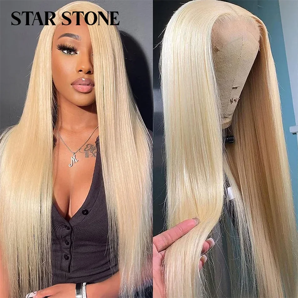 STAR STONE 613 HD 32-дюймовый блондинка прямые 13x4 парики из натуральных волос на кружеве