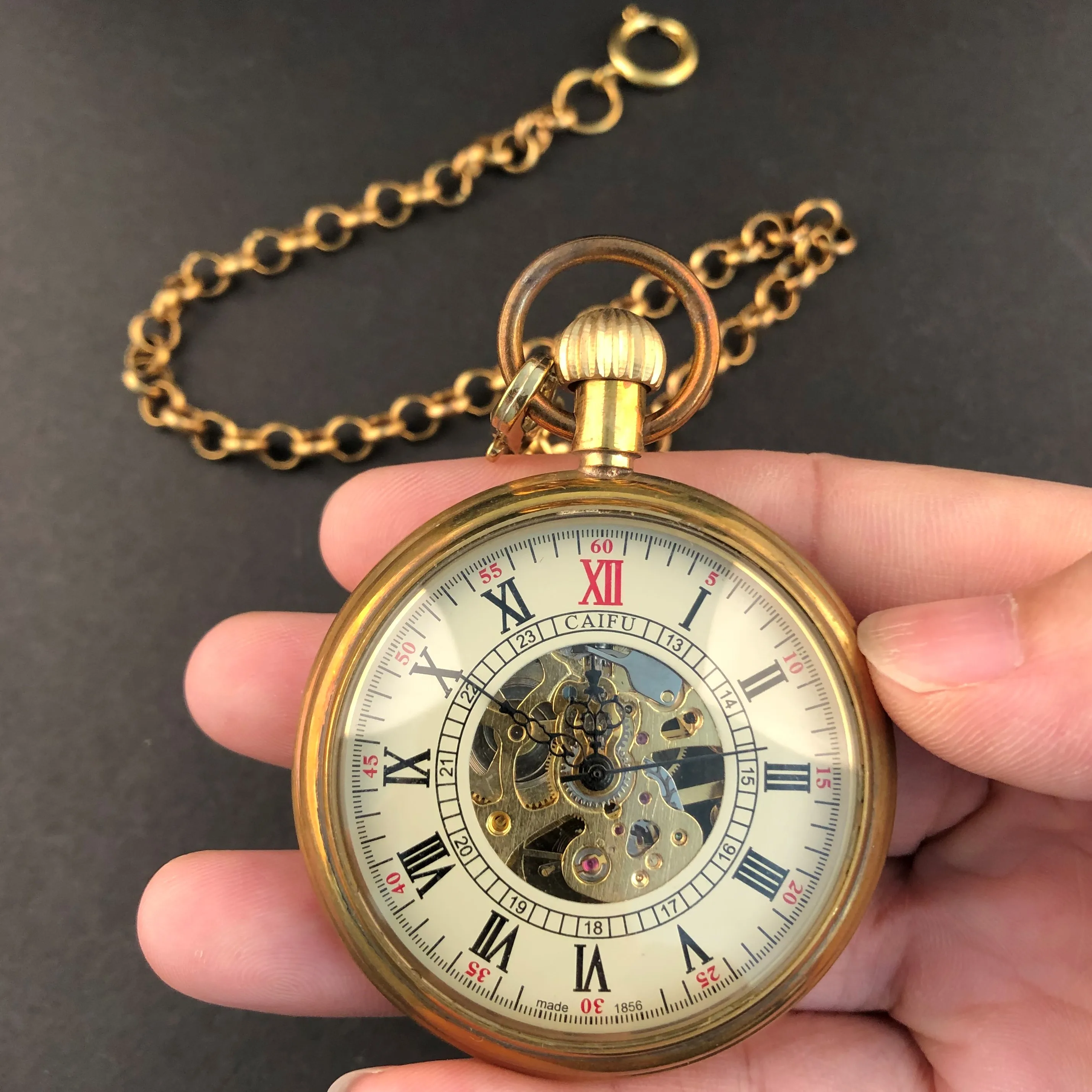 Luxury Gold Mechanical Pocket Watches For Men Women Necklace Pendant with Chain Clock Vintage Mechanical Chain Gift
