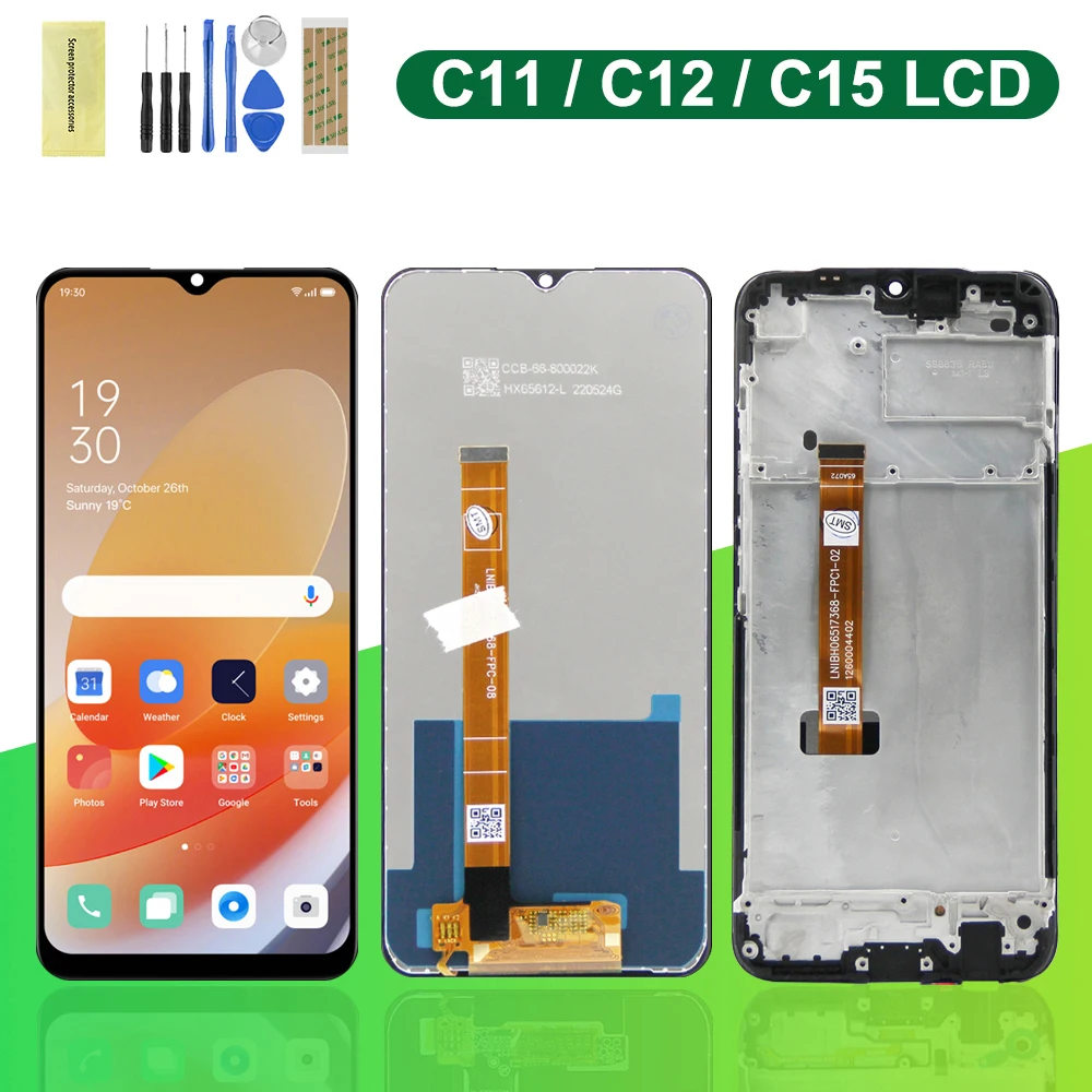 Оригинальный дисплей 6,5 дюйма для OPPO Realme C11 C12 C15, сменный ЖК-дисплей с сенсорным экраном для Realme C11 RMX2185, ЖК-экран