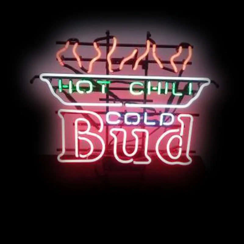 

Neon Sign Bud Cold Beer Hot Chili Neon Bulb Sign Anime Room Decor Inside Wall sign Vintage Neon Beer Club Filled Gas Glass Lamp