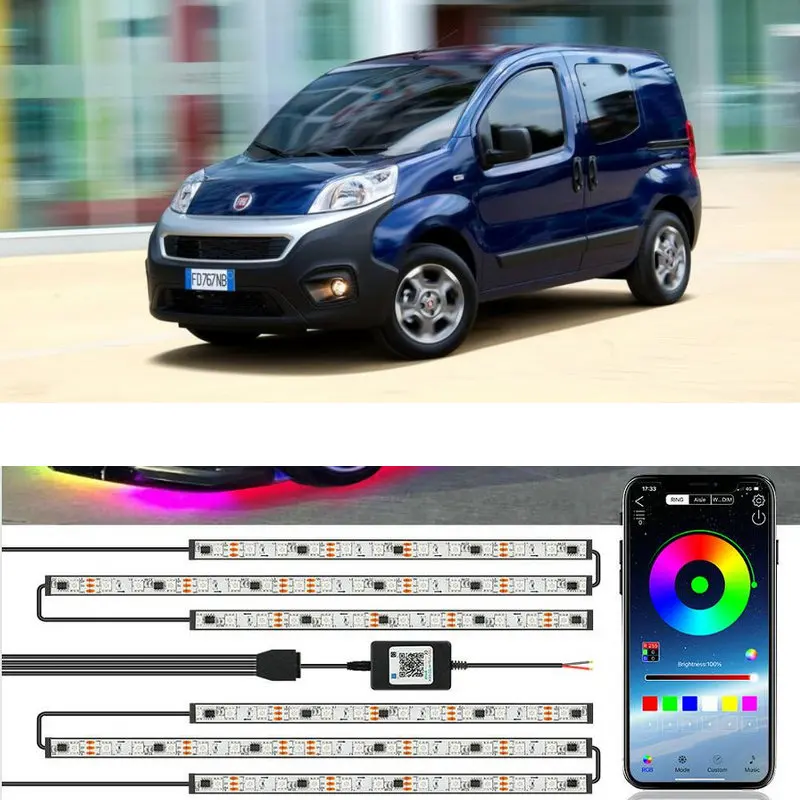 

APP RGB Voice Control Chassis Lights For Fiat fiorino freemont idea Sedici Stilo Argo Trekking Mobi Toro Aegea DUCATO Qubo