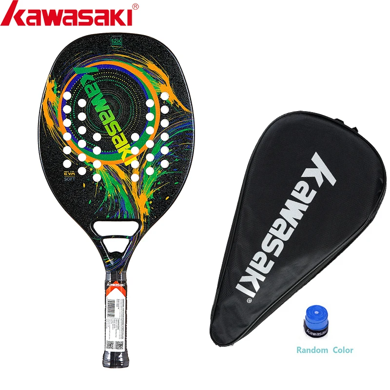 Kawasaki 12K Raquete Beach Tennis Racket Carbon Fiber Soft Face Tennis Paddle Racquet with Protective Bag Cover H6