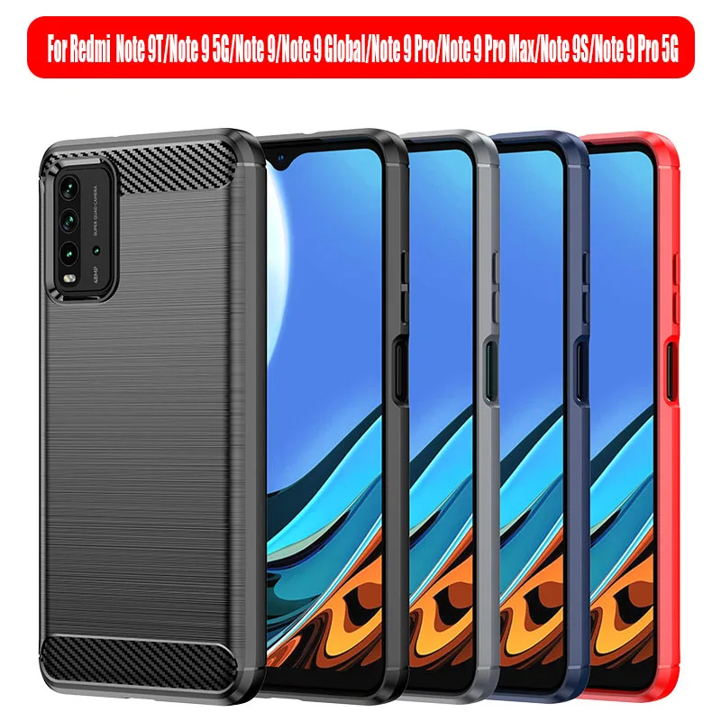 

For Xiaomi Redmi Note 9 5G 9T 9 Pro 9Pro Max 9S Case, Phone Cover for Redmi Note 9 9 Pro 5G Global, TPU Case Black Red Blue