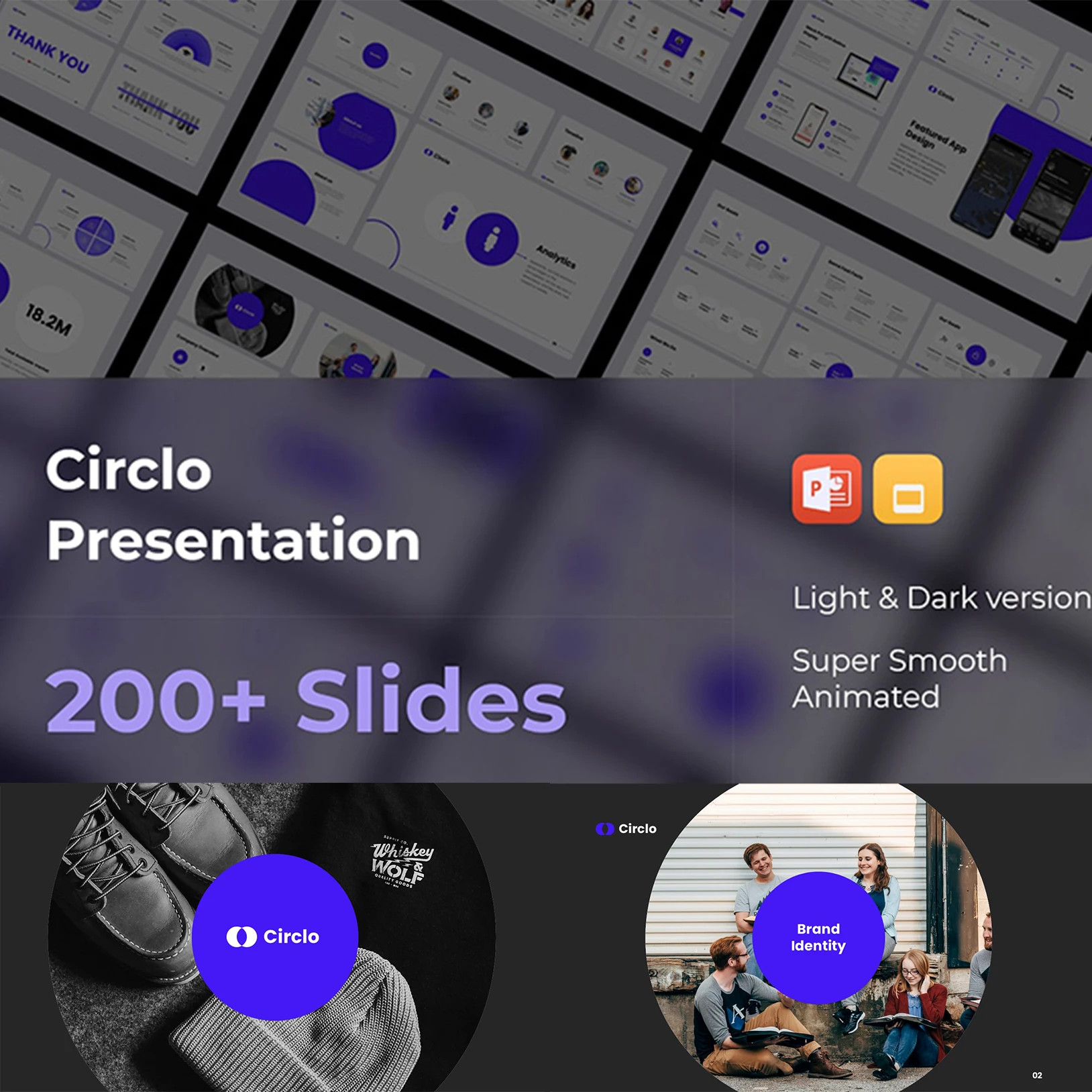 

Презентация Circlo для Powerpoint GoogleSlides шаблон темная светильник я модель шаблон PPT