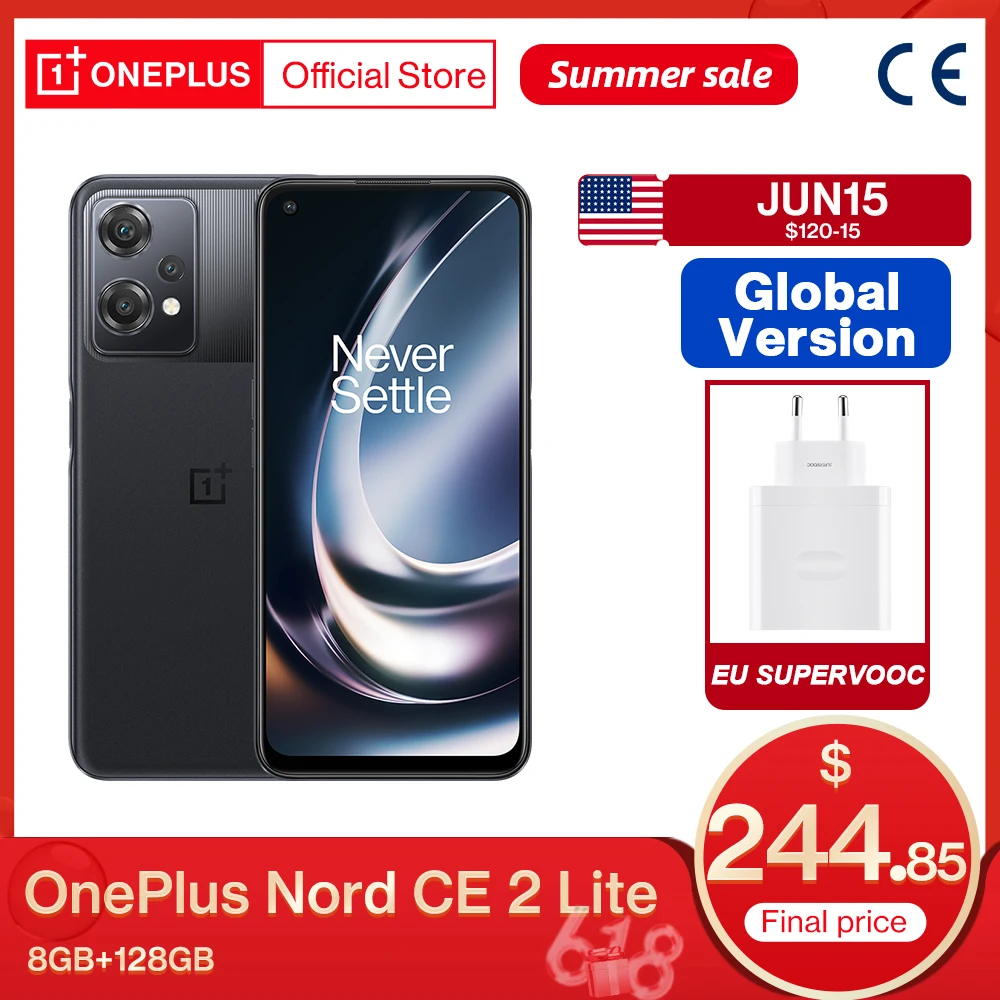  Смартфон OnePlus Nord CE 2 Lite, Snapdragon 695, 8 + 128 ГБ, быстрая зарядка, 120 Гц, Android 