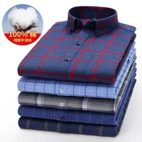 100 cotton chechered mens casual shirts warm long sleeves plaid shirts winter soft striped mens comfort shirts