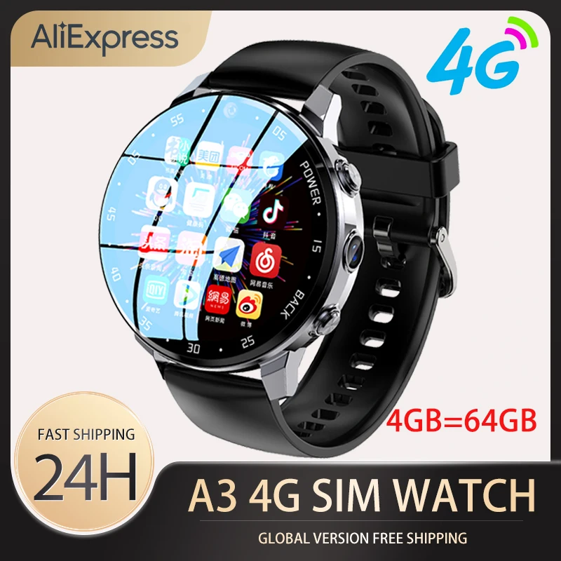 

PYLV Smartwatch A3 4G NET SIM NFC GPS Download App Dual HD Camera Global Android Bluetooth Healthy Sports Tracker Watch for Men