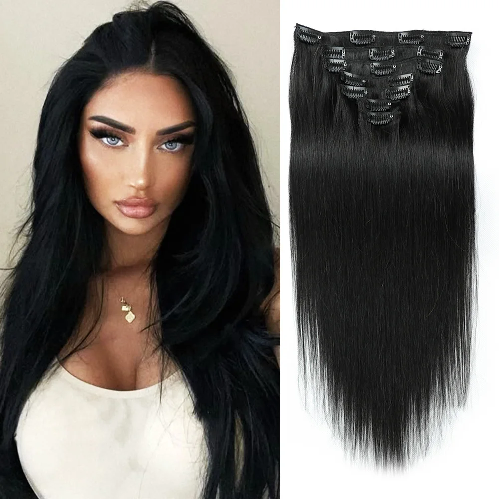Прямые заколки для наращивания человеческих волос 100% человеческие волосы Remy