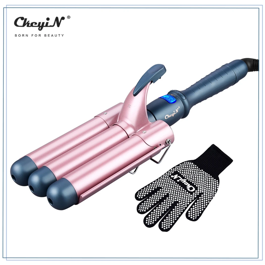 

CkeyiN 19mm / 25 mm / 32mm 3 Barrels Curling Iron Wand Fast Heating Hair Curler Hair Styling Tool with LCD Display