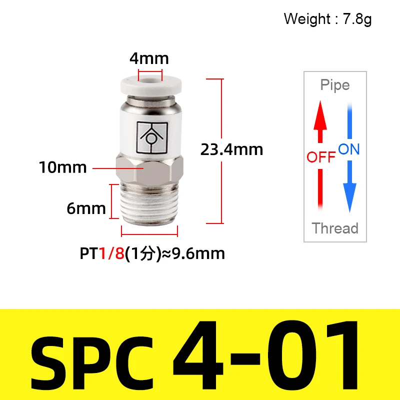 

Пневматический обратный клапан SPC VPC M5 1/8 1/4 3/8 1/2 дюйма, Резьба BSP, Воздушная труба, быстрозапорный клапан, односторонний клапан, однокнопочный быстроразъемный соединитель