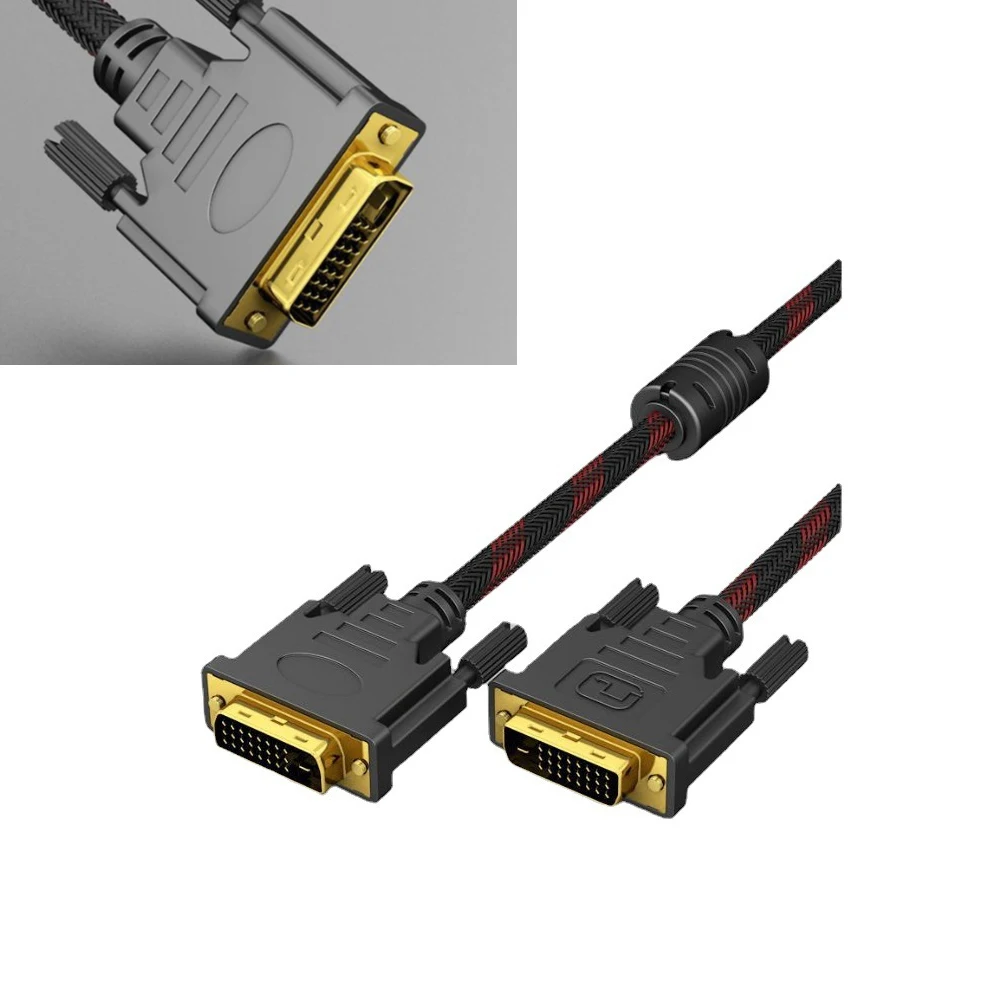 Фото PowXla DVI-D 24 + 1 кабель для монитора «папа-папа», высокоскоростной цифровой видеокабель с ферритовыми сердечками для улучшения сигнала Qual №1