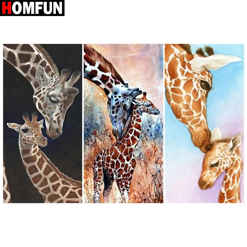 

Алмазная живопись HOMFUN «Жираф», полное квадратное/Круглое украшение для стен, инкрустированная смолой, вышивка ручной работы, вышивка крест...