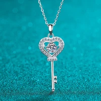 moissanite necklace love heart key pendant 0 5ct sterling silver d vvs1 lab diamond with gra certificate necklace for women