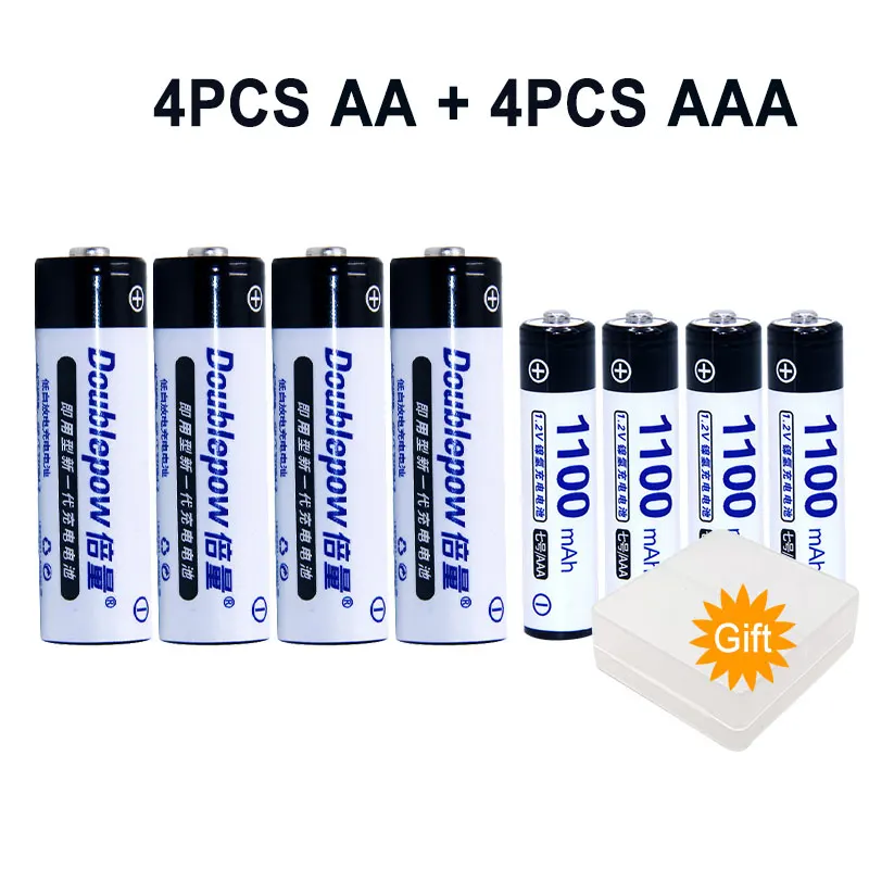

4PCS AA+AAA Ni-MH Rechargeable Battery 1.2V AA 1300mAh AAA 1100mAh Rechargeable Batteries For Camera Toy Real capacity