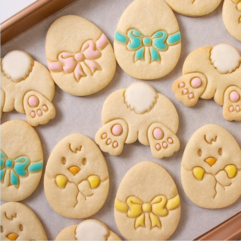 

Easter Egg Bunny Chick Cookie Cutter Fondant Mold Pastry Cake Moulds for Home Kitchen Baking Accessories DIY Baking Pastry Tools