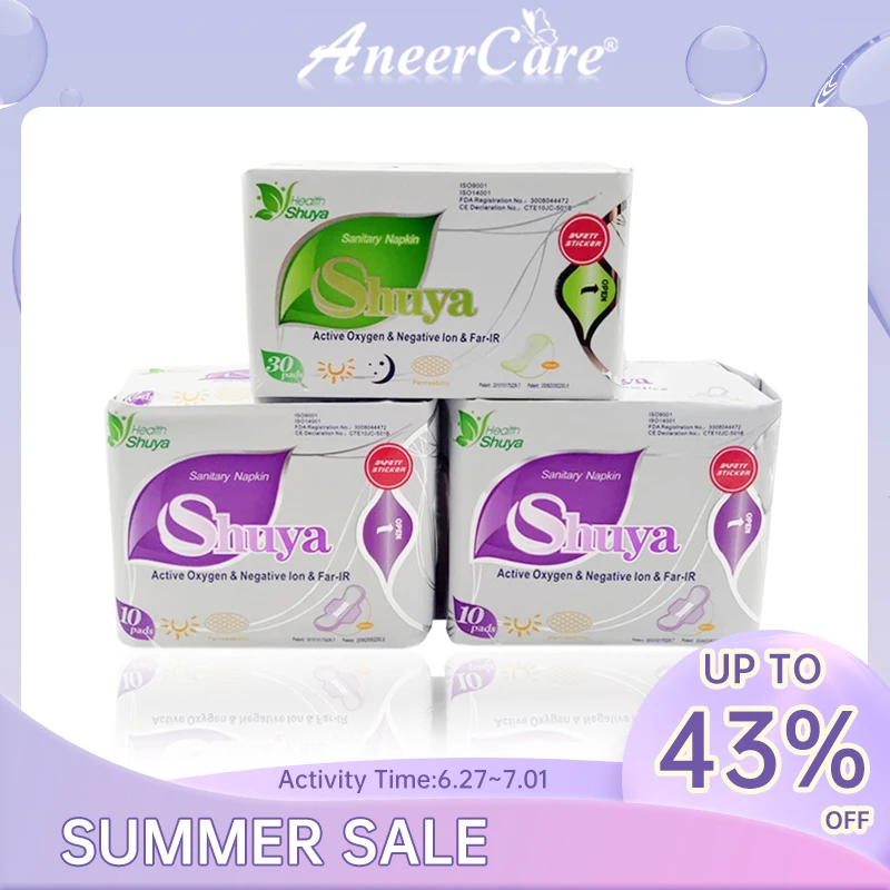 

5 Packs/lot Anion pads sanitary napkin Shuya menstrual pads women health care love strip feminine anion sanitary pads 68 pcs