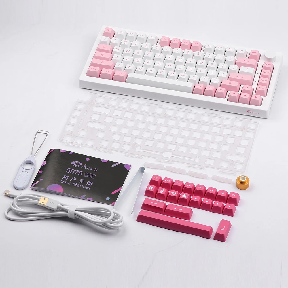 AKKO 5075B Plus Gasket Hot Swappable Mechanical Keyboard 2.4GHz/Bluetooth 5.0/USB-C Wired PC Keyboard Poron Foam Knob Control