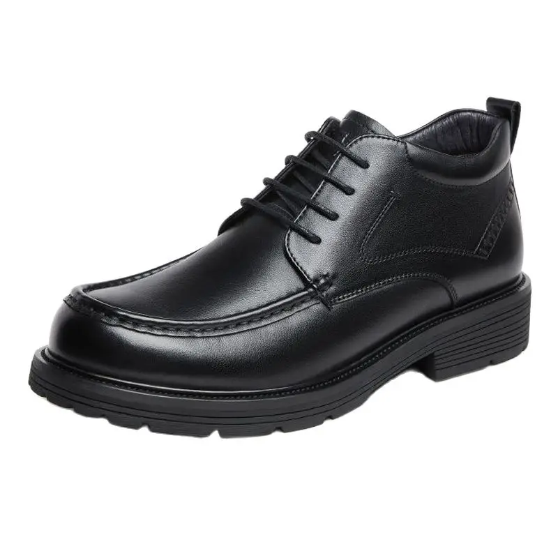

Goldencamel Genuine Leather Business Men's Shoes 2022 Winter Style Plus Velvet Warm Cowhide Non-slip High Top Casual Dress Shoes