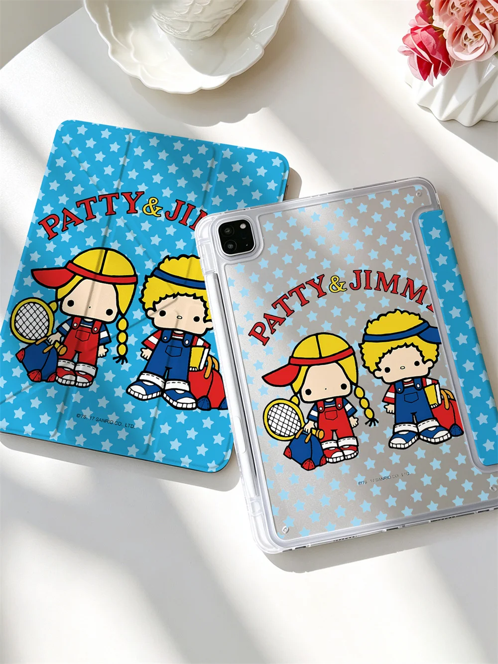 Фото Чехол Kawaii Star Print Patty&Jimmy Y-fold для iPad Air6/7/8 Pro11 2020-2022 Air4/5 10 7/8/9 Air3 A16 с отсеком для ручки, противоударный чехол №3