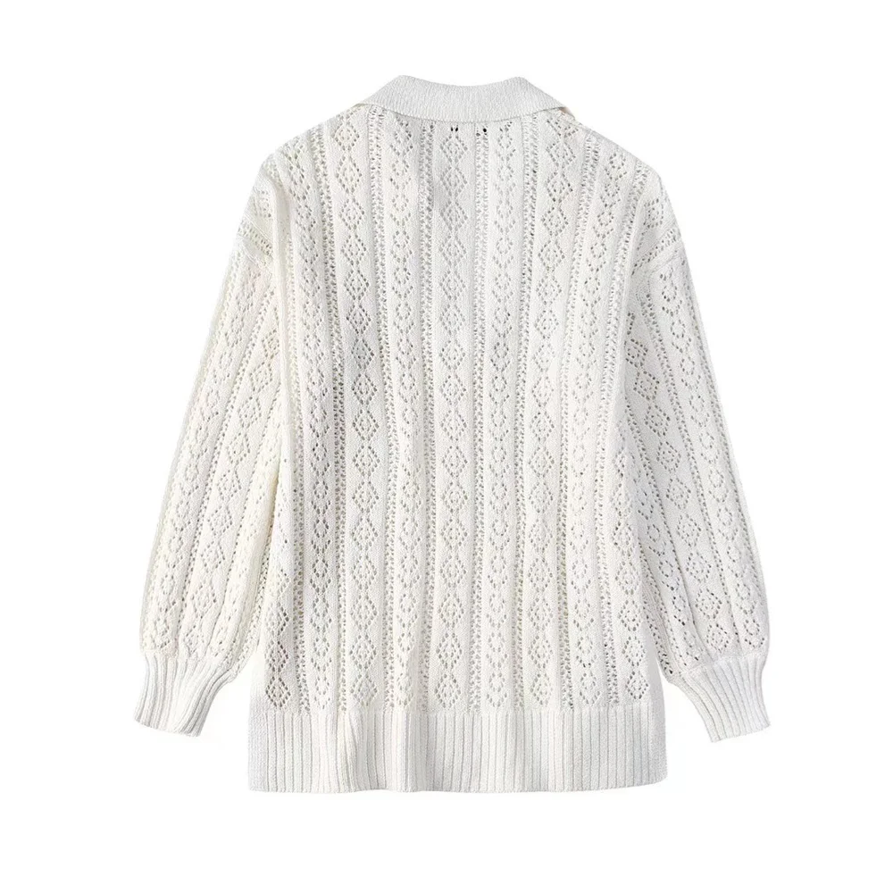 Женский жаккардовый свитер PB &amp ZA однотонный вязаный с воротником поло из