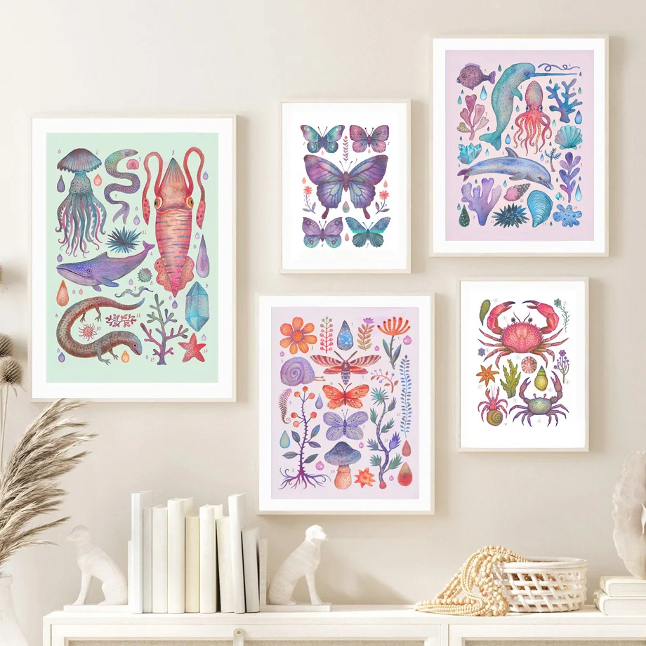 Настенная картина с изображением насекомых водных существ леса естественных