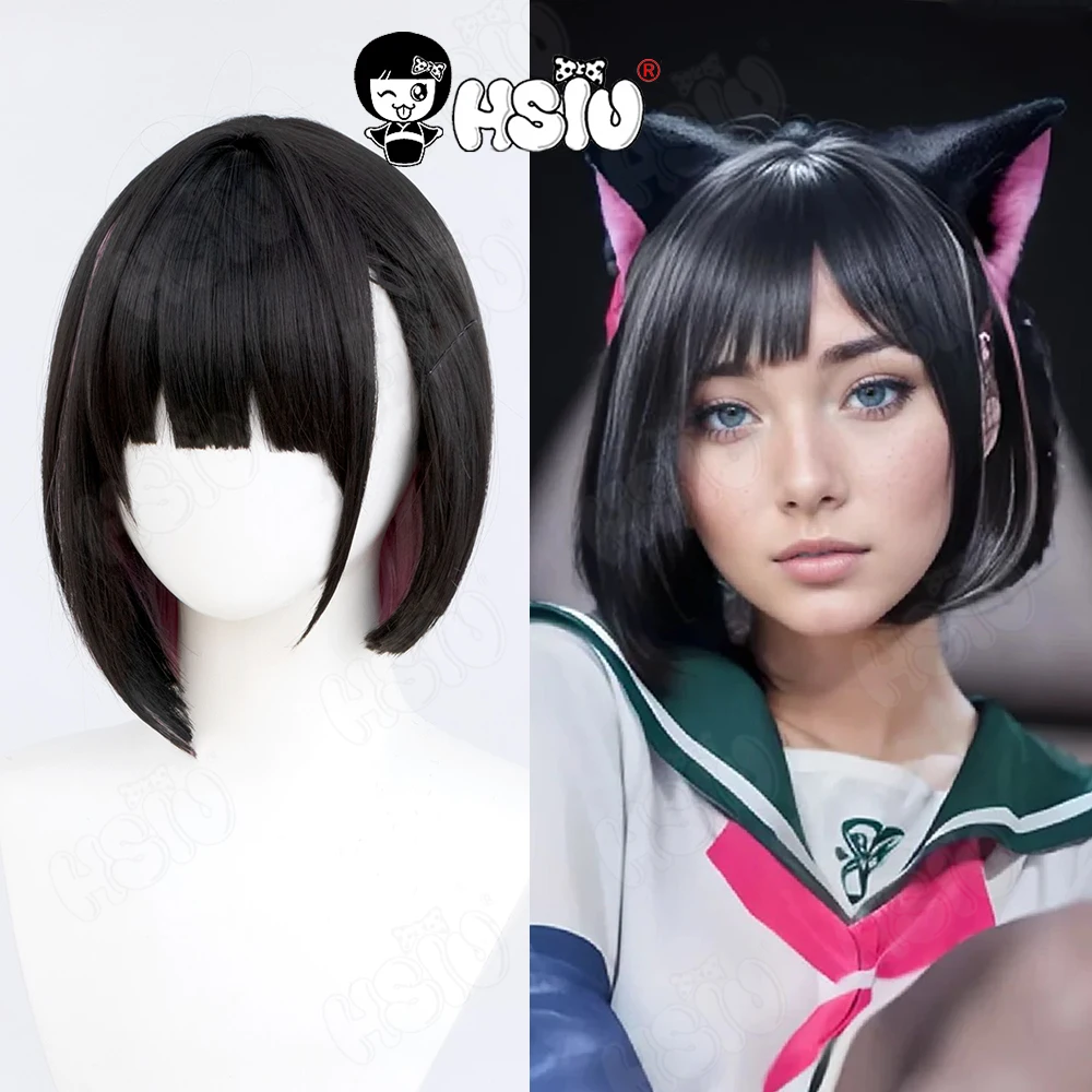 Kyoyama Kazusa Cosplay HSIU 35CM Черный комбинированный розовый коротковолосый синтетический