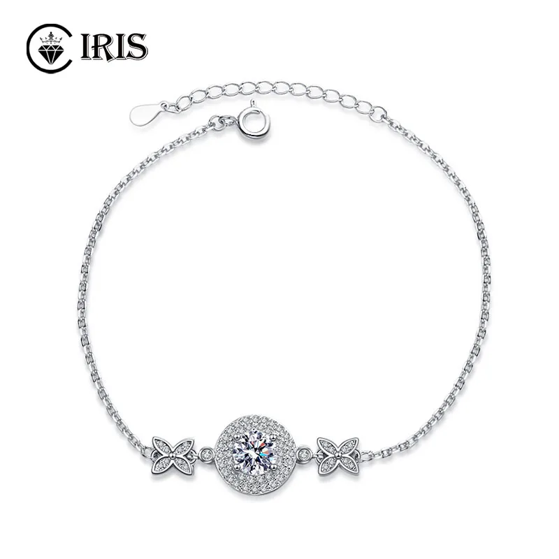 

Moissanite Bracelet Female Bow 1 Carat Platinum Plated Valentine's Day Gift for Girlfriend