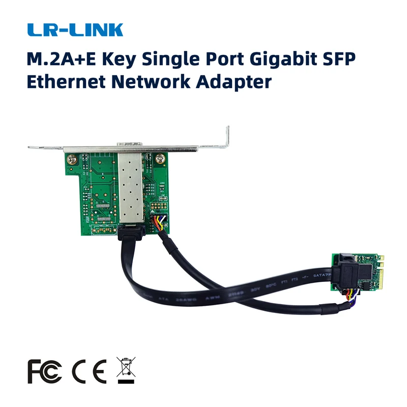 LR-LINK 2212PF-SFP M.2  A+E key Network Card PCI-express Gigabit Ethernet Fiber Optic LAN NIC Based on  Intel I210 Chip