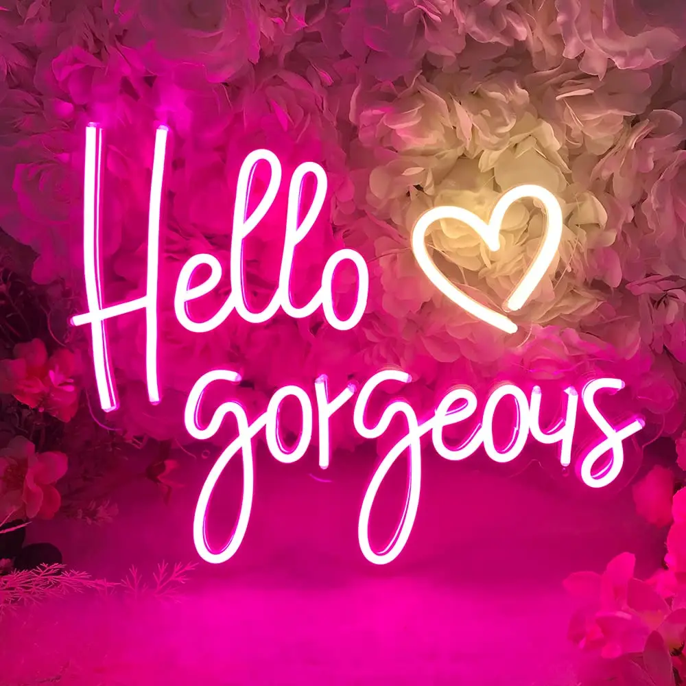 

Hello Gorgeous Heart Personlized Led Neon Sign for Bedroom Bar Pub Club Rave Home Party Christmas Decor Wedding Gift