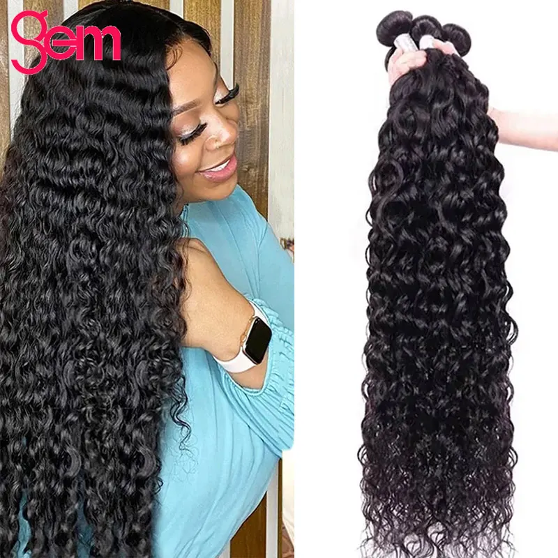 

Water Wave Bundles Human Hair 100% Raw Virgin Brazilian Weaving 1/3/4 Pcs Wet And Wavy Curly 30 32 Inch Natural Hair Extensions