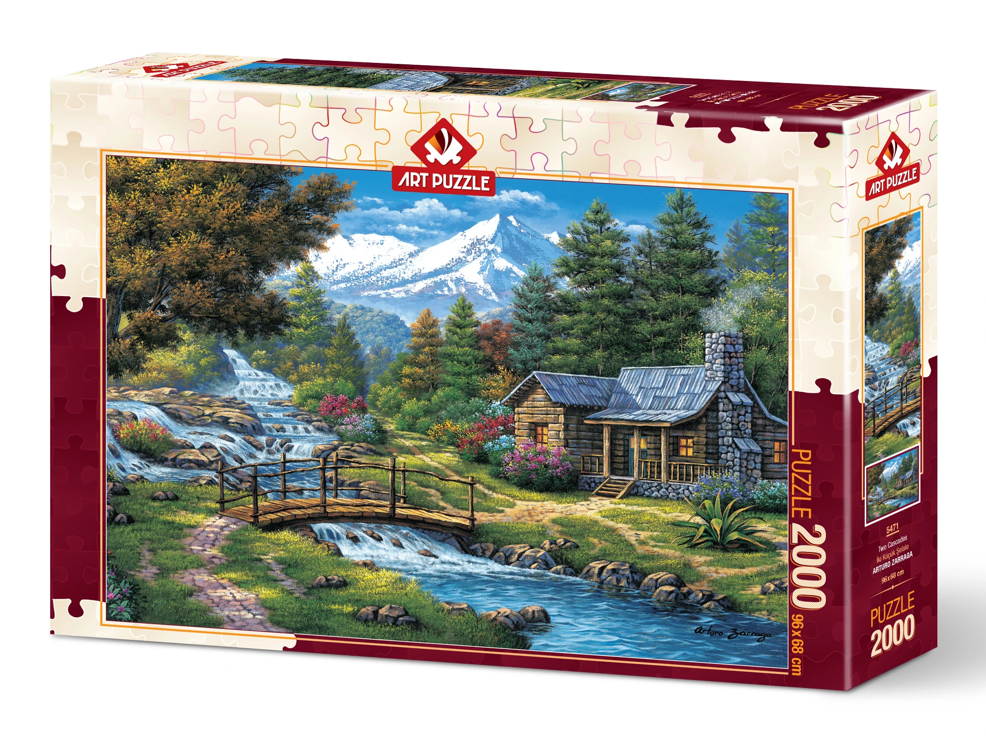 

Art 2000 Piece High Quality Jigsaw Two Small Waterfall Adult Child Puzzle Table Landscape Educational Game Gift 96x68 cm