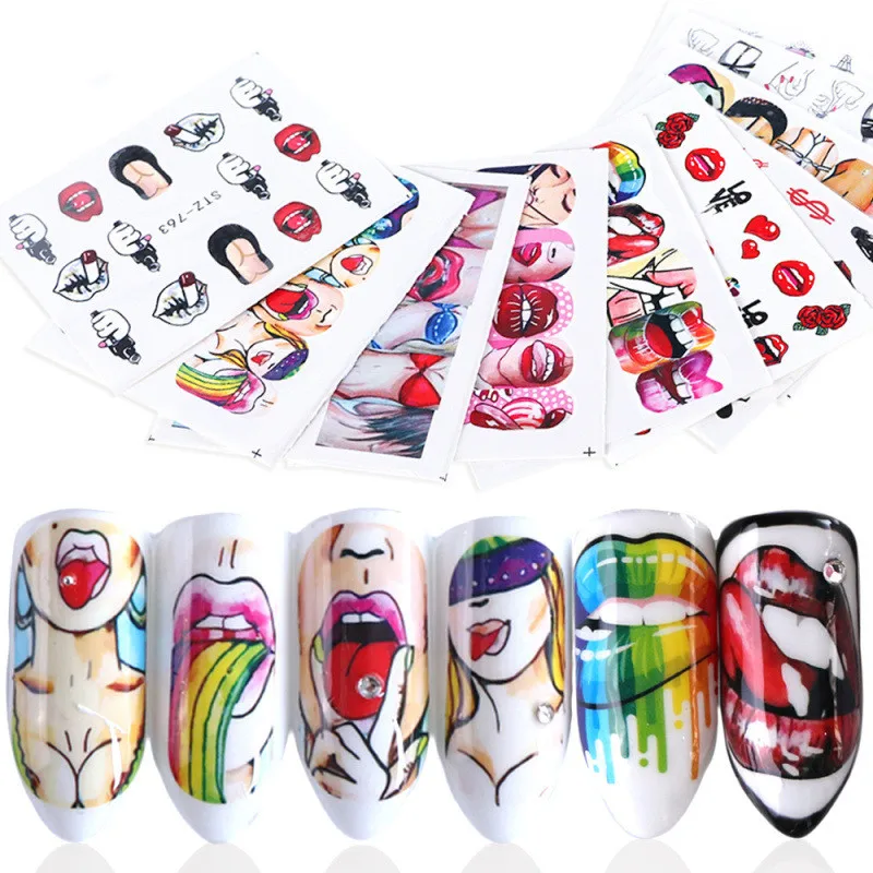 

1pcs Beautiful Fashion Nail Art Sticker Manicure Designs Sexy Lips Girl Self Adhesive Nail Stickers on Nails Decoration Decals