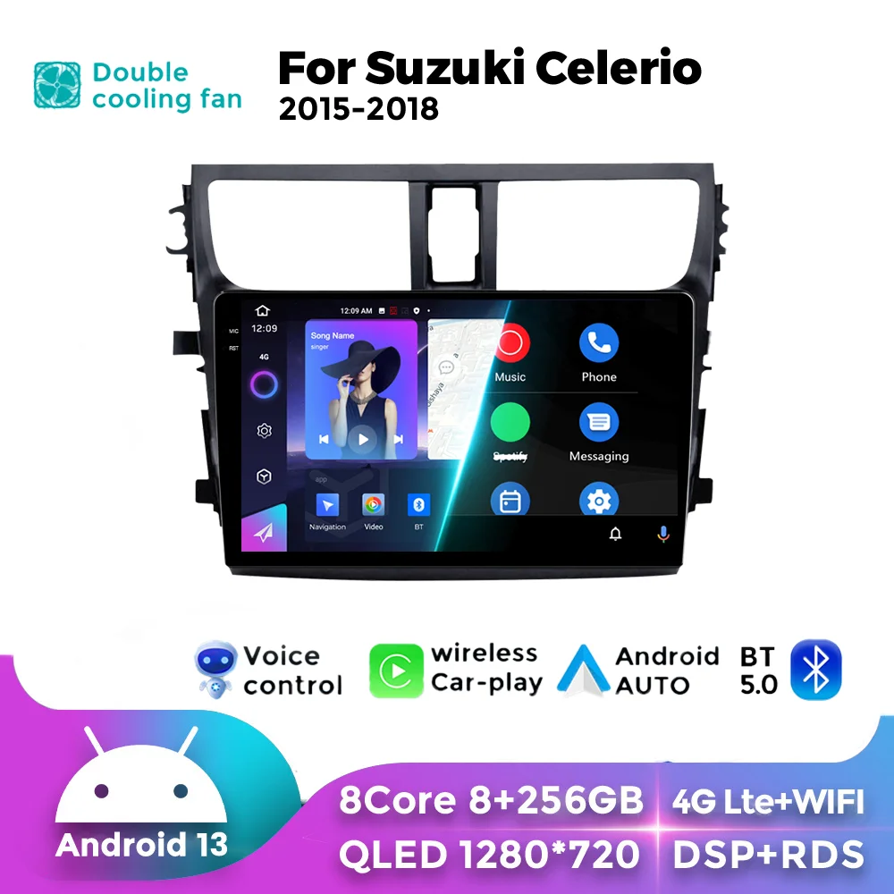 Navifly 9-дюймовый Автомобильный Мультимедийный DSP-плеер Android 13 Для Suzuki Celerio 2015-2018 QLED С