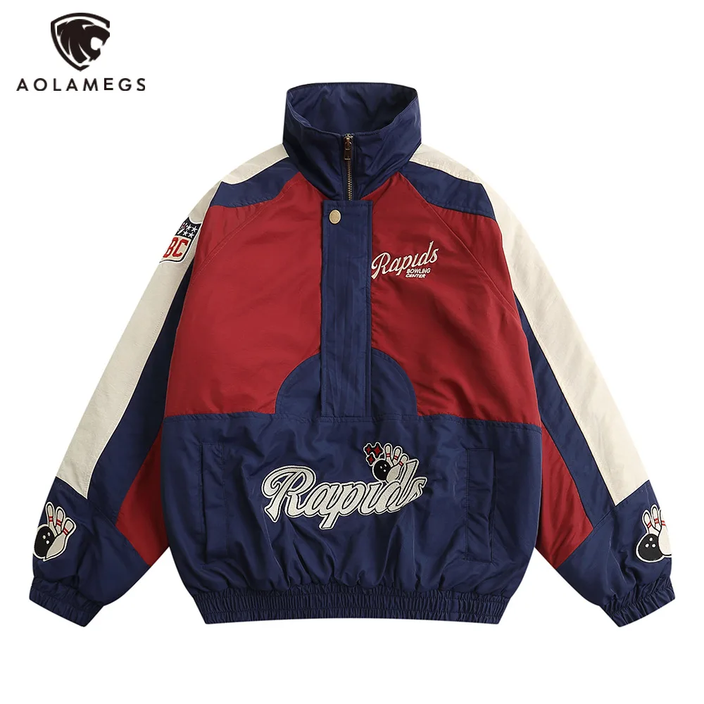 

Hip Hop Men's Winter Jacket Parkas Turtleneck Splicing Zipper Jacket Harajuku Casual Fashion Coat Unisex Preppy Style Streetwear