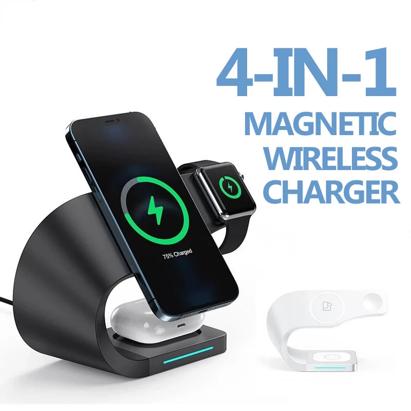 

4 in 1 15W Fast Magnetic Wireless Chargers Dock For iPhone 13 13Pro 12Pro Max For Airpods Pro iWatch SE 6 5 4 3 Charging Holder