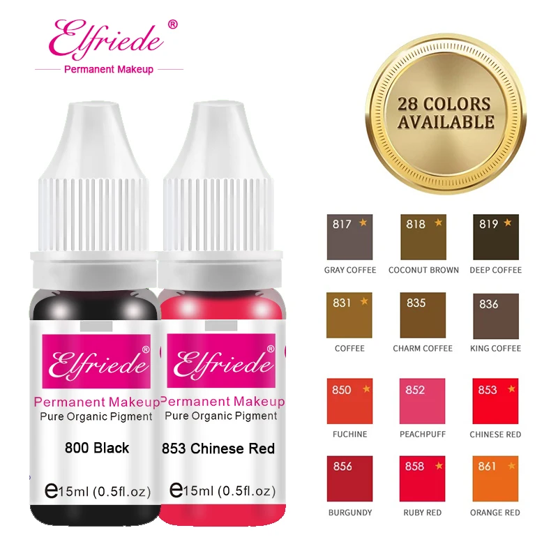 Elfriede Pure Organic Liquid Hairstroke Eyebrow Eyeliner Microblading Pigment Lip Pigmentation PUM Tattoo Ink 15 mL/Bottle |