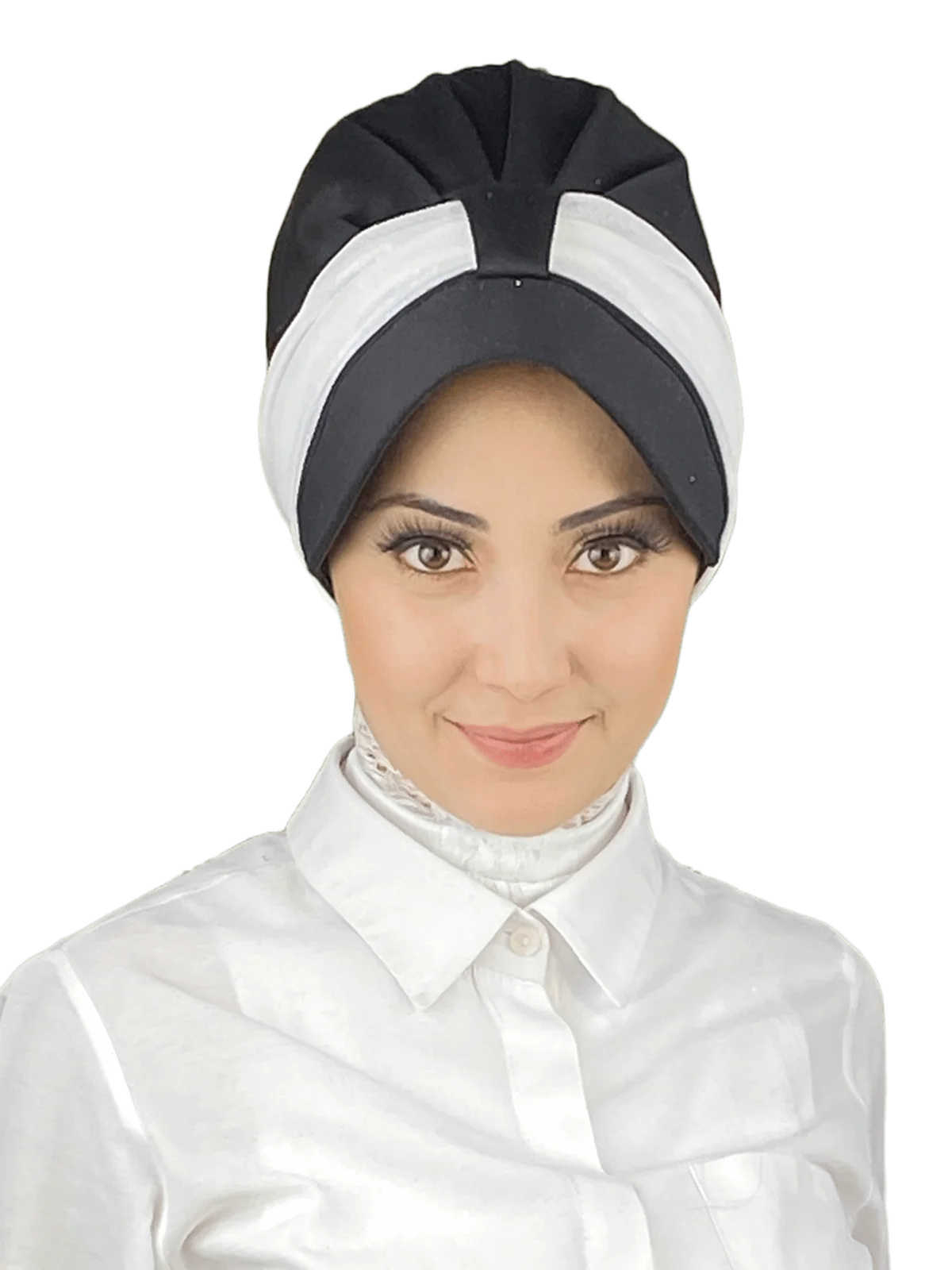 

Black-Smiley White Scarf Hat New Fashion Islamic Muslim Women Scarf Trend Headscarf Ready-to-Wear Beere Bone