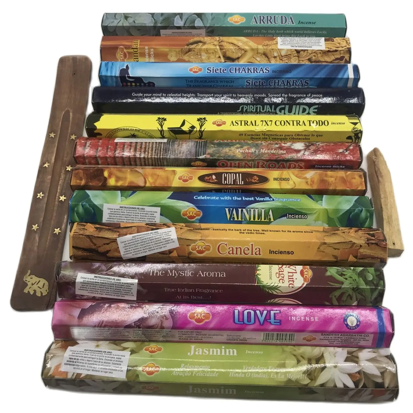 Партия благовоний от бренда sac несколько ароматизаторов в прутках abrecaminino, сандало, корица, улица, семь аккасов, против всех плюс Трот Пало-Санто и тарелка rpara burs подарок