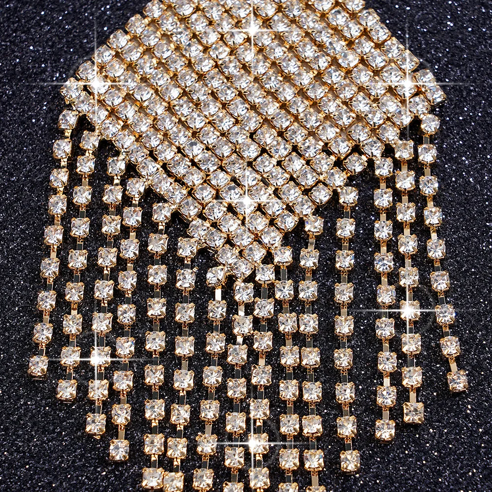 Fashion Women Metal Rhinestone Nipple Cover Sexy Tassel Nipple Pasties Reusable Adhesive Breast Wear Party Nipple Accessories